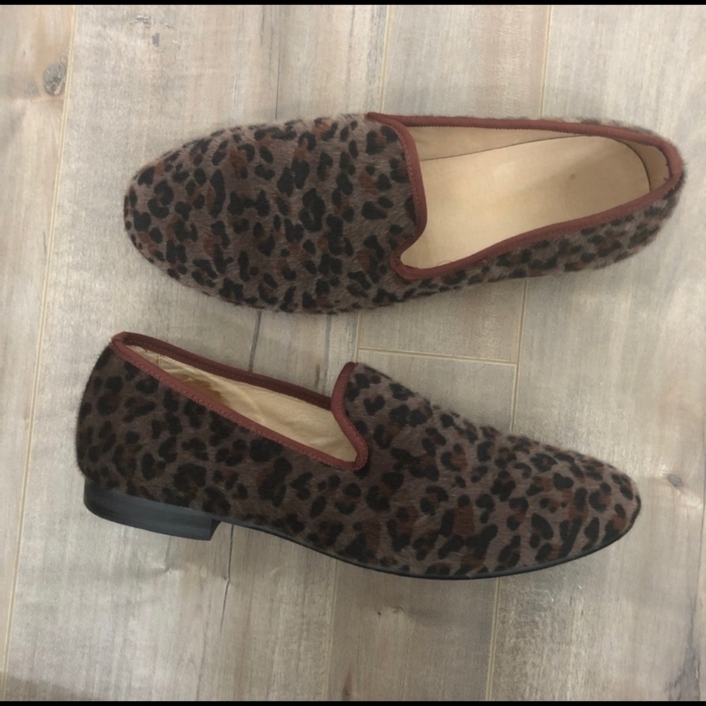 Smythe & Digby leopard print slip on loafers